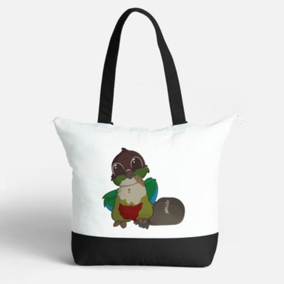 Millet Theif- Large Zip Cotton Tote Bag