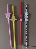 Load image into Gallery viewer, Farm animal paper straws 4pcs
